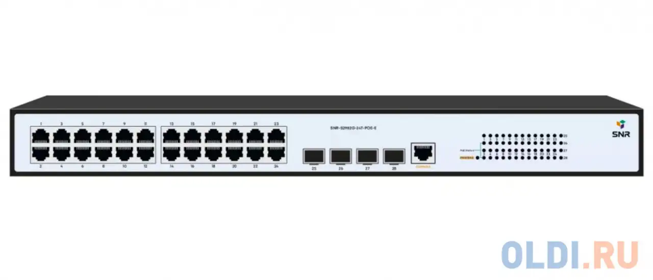 Управляемый гигабитный poe коммутатор уровня 2, 24 порта 10/100/1000base-t с поддержкой, фотография 1