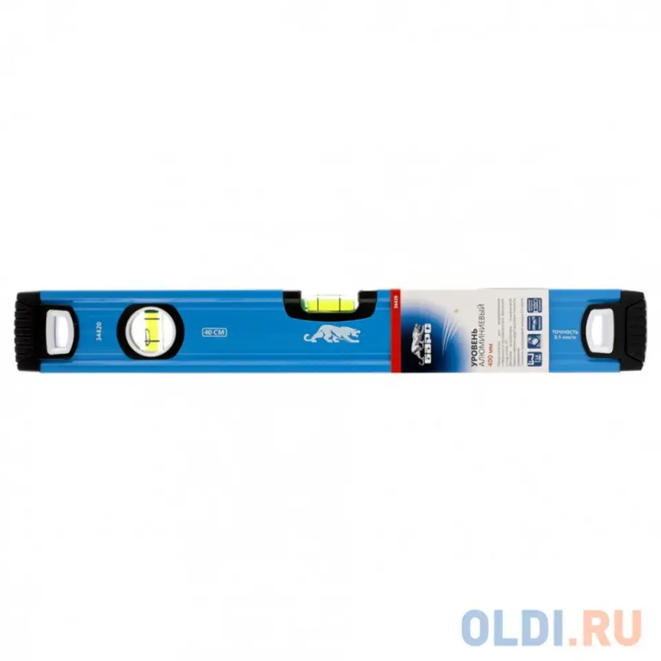 Уровень алюминиевый, 400 мм, профиль 1,6 мм, фрезерованный, ударопрочные заглушки, 3, фотография 1