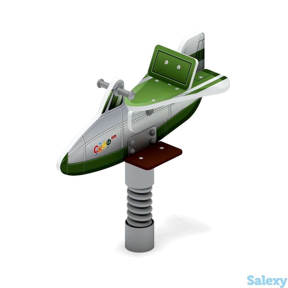 Качалка на пружине самолетик (зеленый) ио 22.03.02-01, фотография 1