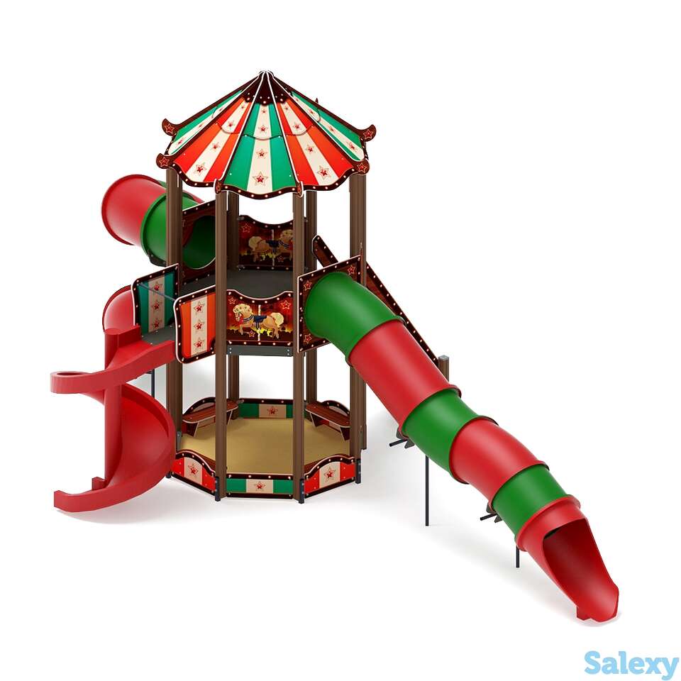 Детский игровой комплекс «карнавал» (шапито) дик 2.22.01-01 h=2000 винтовой скат горка-труба, фотография 1