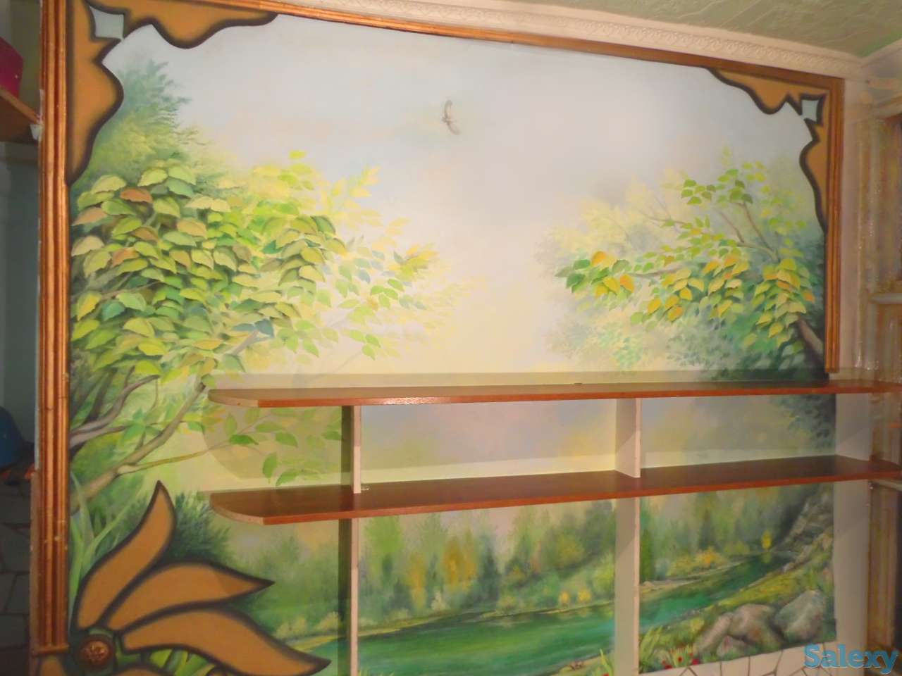 Художественная раскраска и роспись стен. Фальш : окно , камин., фотография 9