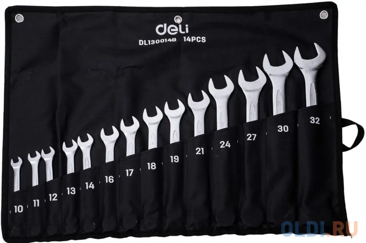 Набор комбинированных гаечных ключей 14 шт deli dl130014b спецификация: 10 мм,, фотография 1