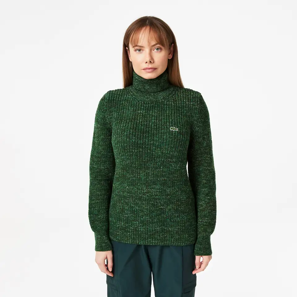 Женский шерстянной свитер lacoste с высоким воротом, фотография 1