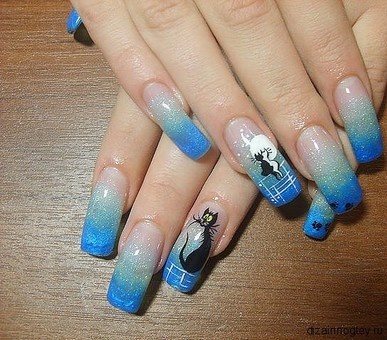 Маникюр с дизайном, наращивание ногтей, фотография 4