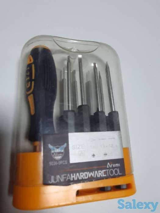 Отвертка в наборе с насадками 9 предметов, отличное качество, фотография 1