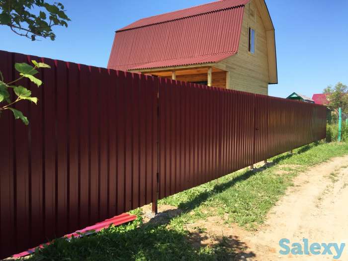 Монтаж забора из проф. листа, фотография 4