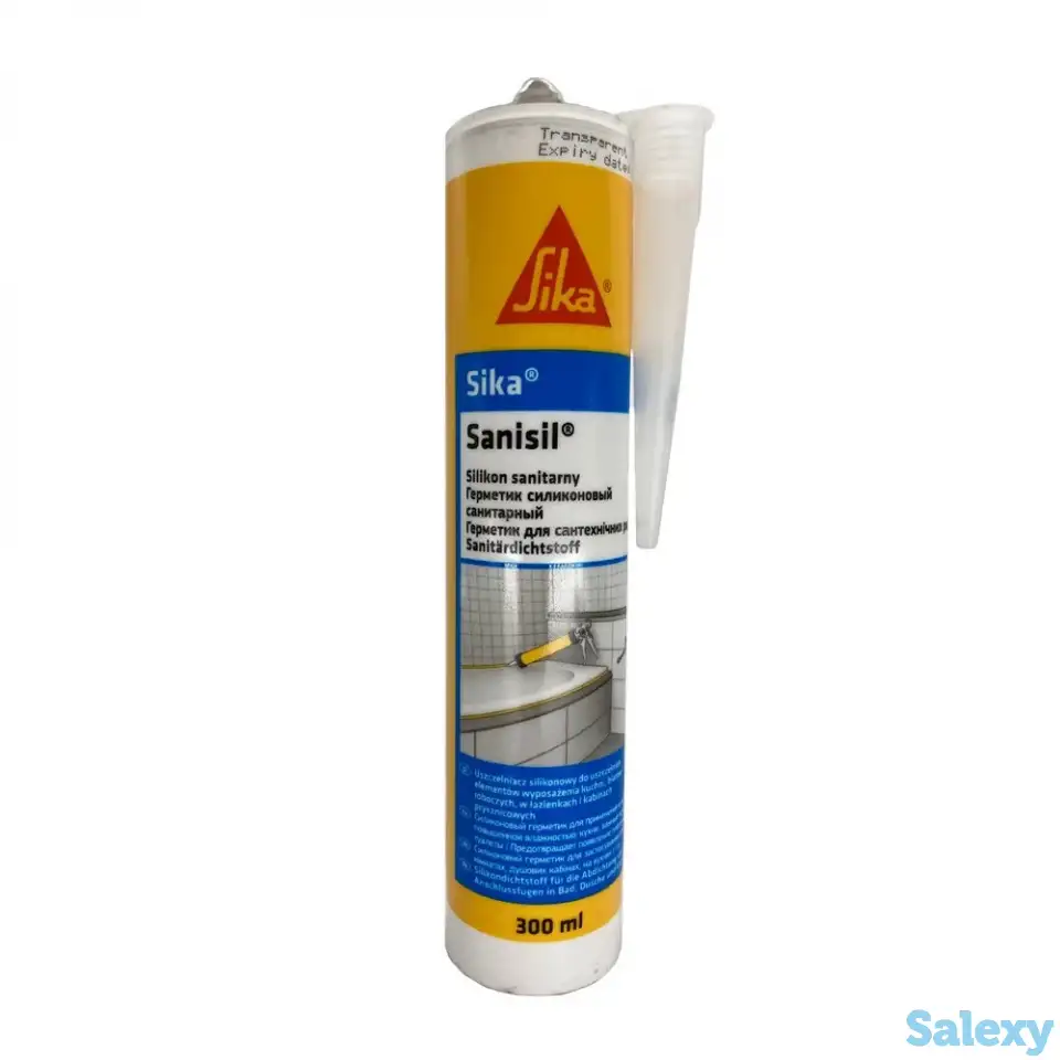 Герметик Sika Sanisil transparent / 12 CTR300- санитарный силиконовый герметик, прозрачный, фотография 1