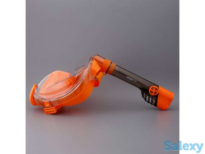 Маска подводная полнолицевая sargan галактика премиум прозрачная/оранжевая/оранжевая, фотография 2