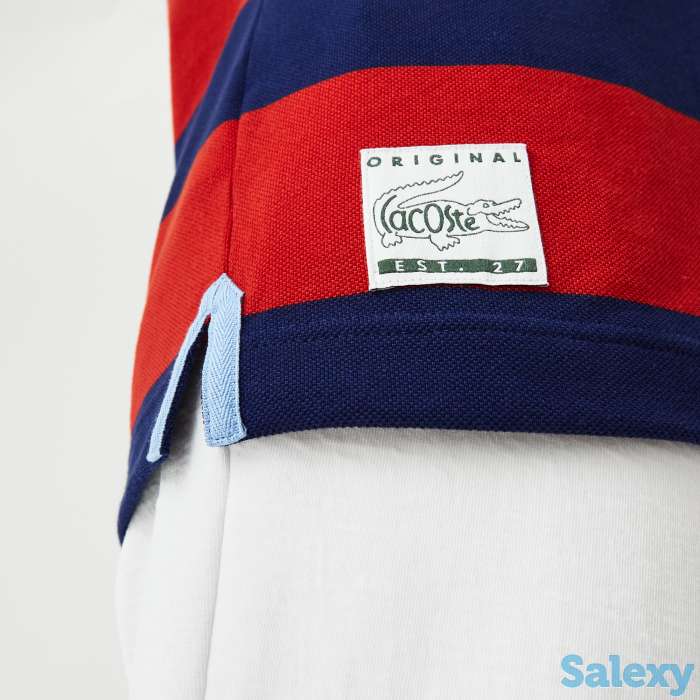Мужская рубашка поло lacoste regular fit в полоску из хлопка, фотография 5