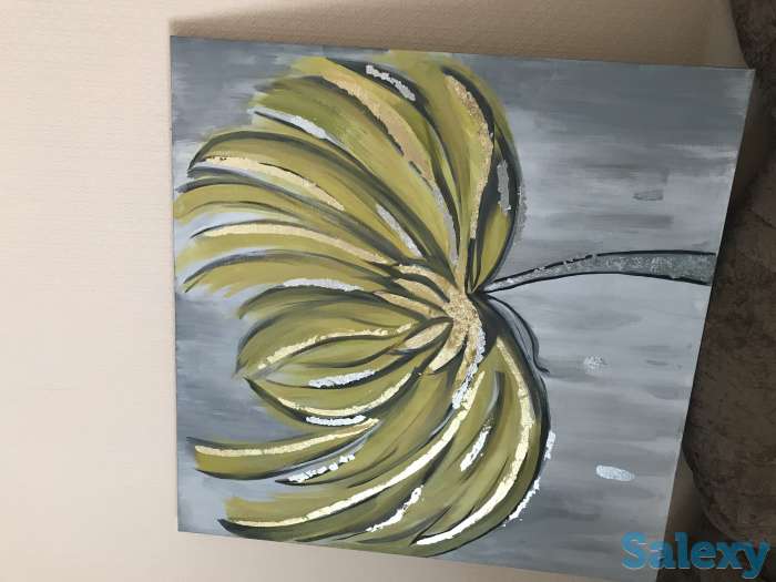 Продам картину, интерьерная абстракция/ 80*80 акрил, поталь, фотография 1