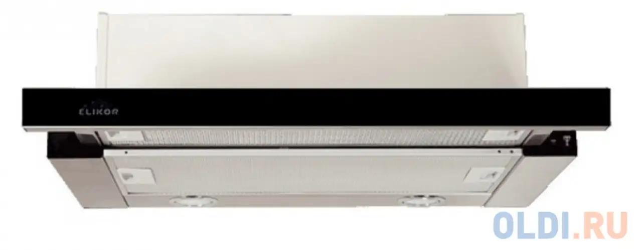 Вытяжка встраиваемая elikor интегра glass 60н-400-в2д нерж/черное стекло, фотография 1
