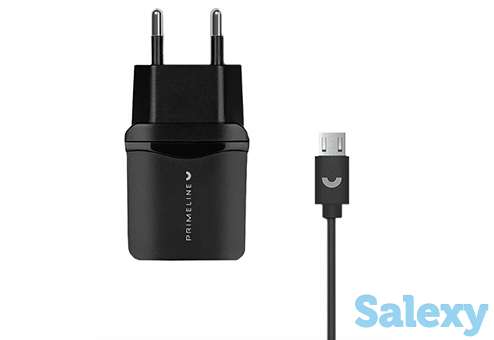 Сзу с кабелем micro-usb prime line 1xusb 1a (2322). черный, фотография 1