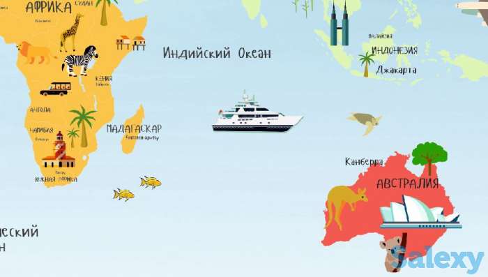 Продам детские фотообои Карта Мира, фотография 2