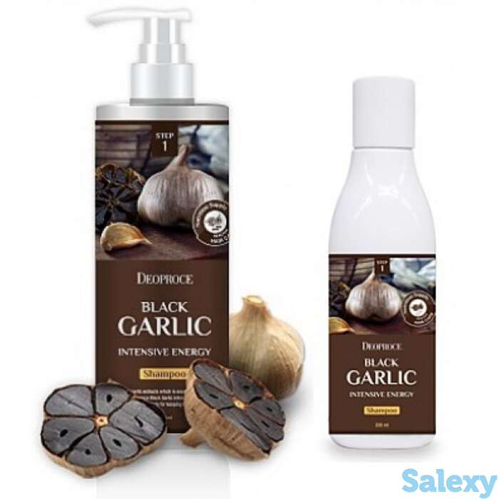Шампунь для волос с черным чесноком deoproce black garlic intensive energy shampoo, фотография 1