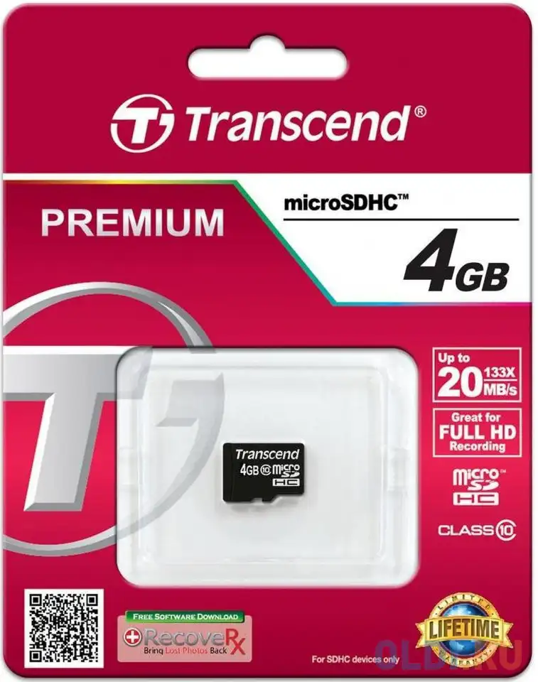 Карта памяти microsdhc 4gb transcend class10 no adapter (ts4gusdc10), фотография 1