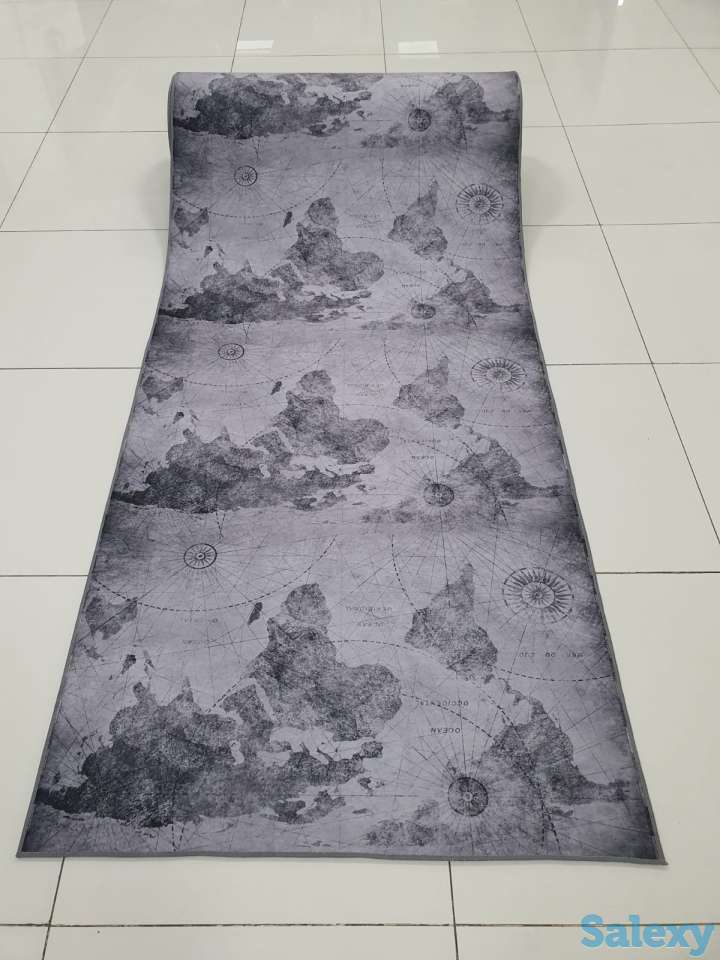 Коврик 100 см ширина ковровая дорожка в сером Географическая Карта, фотография 6
