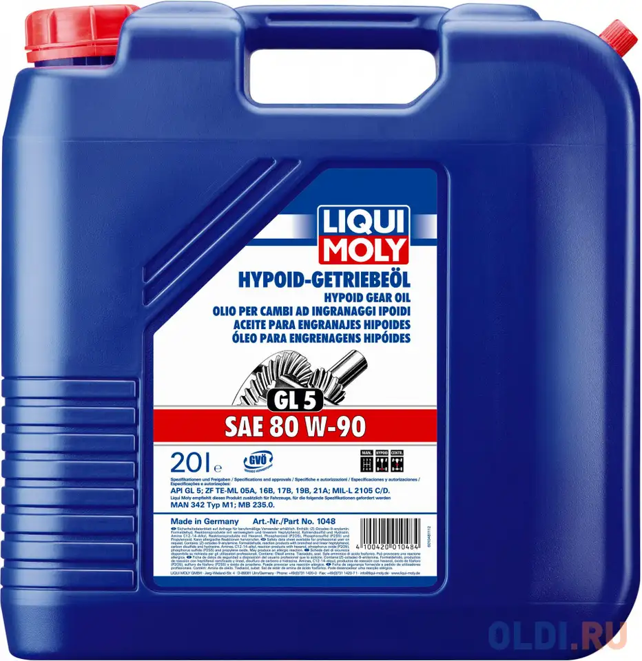 Минеральное трансмиссионное масло liquimoly hypoid-getriebeoil 80w90 20 л 1048, фотография 1