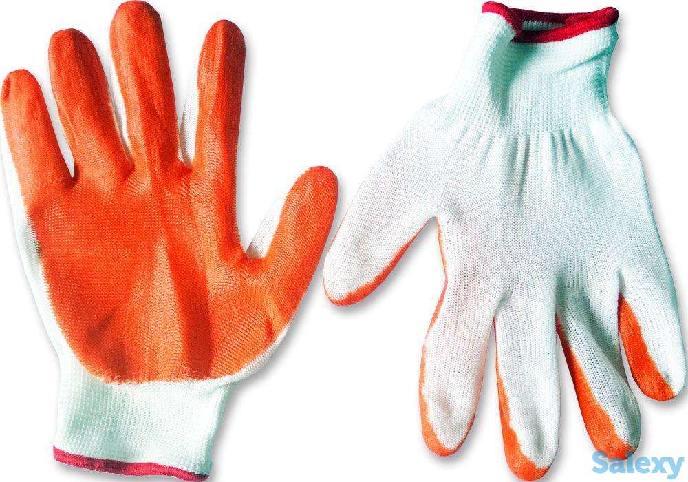 Перчатки нейлоновые оранжево-белый, фотография 1