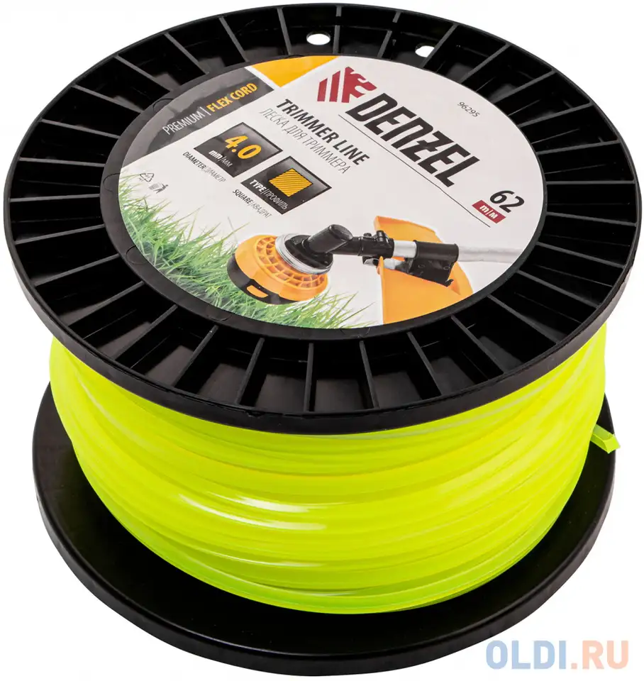 Леска для триммера квадрат, 4,0мм х 62м, на din катушке flex, фотография 1