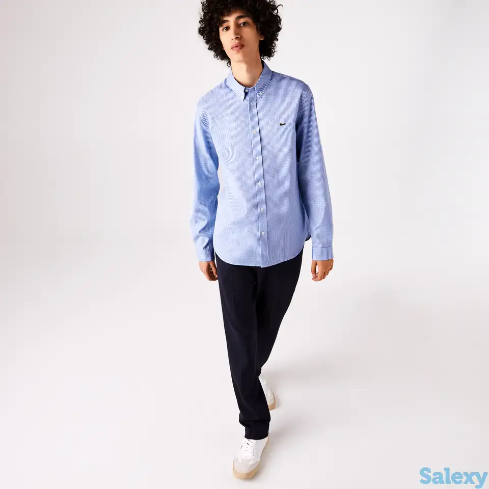 Мужская рубашка lacoste regular fit из хлопка премиум-класса, фотография 1