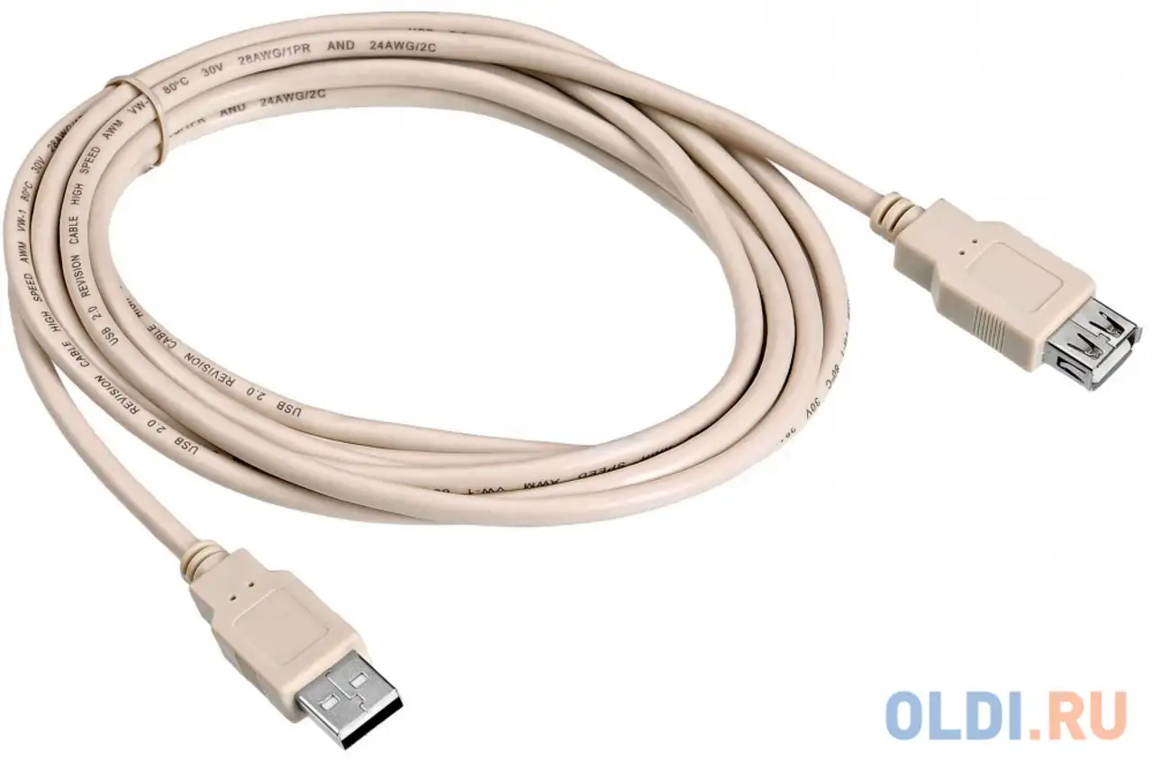 Кабель удлинительный usb 2.0 am-af 3м buro серый usb2.0-am/af-3, фотография 1