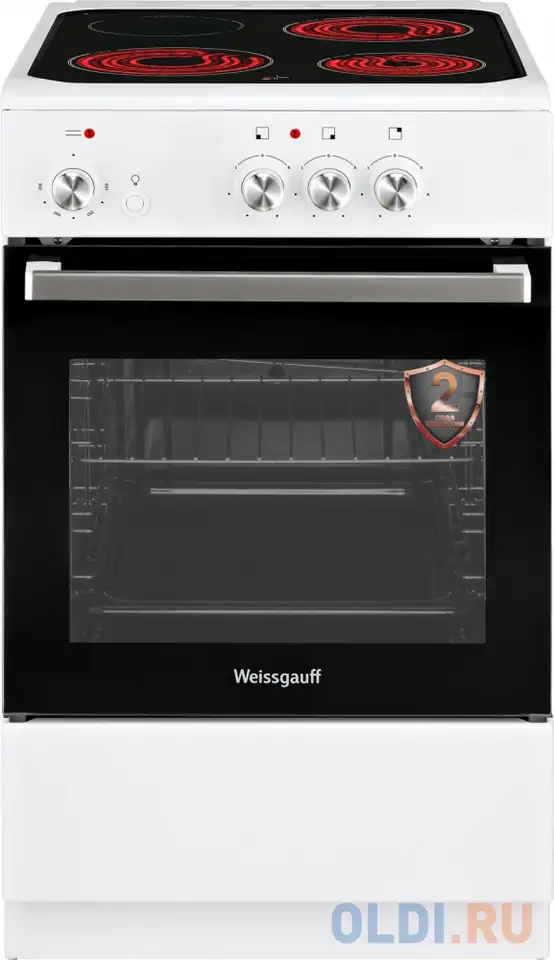 Плита электрическая weissgauff wes e2v02 ws белый, фотография 1