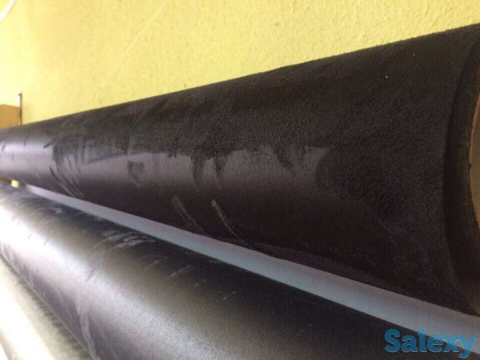 Алькантара на поролоне черная, самоклеющаяся алькантара на поролоне, замша, фотография 1