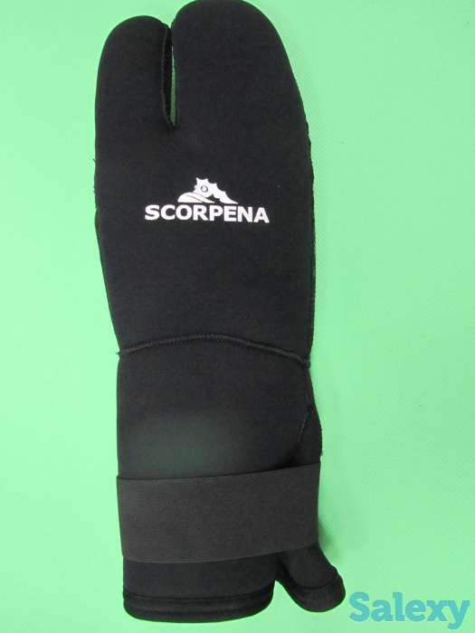 Рукавицы для подводной охоты неопреновые трехпалые scorpena d 8мм, фотография 4