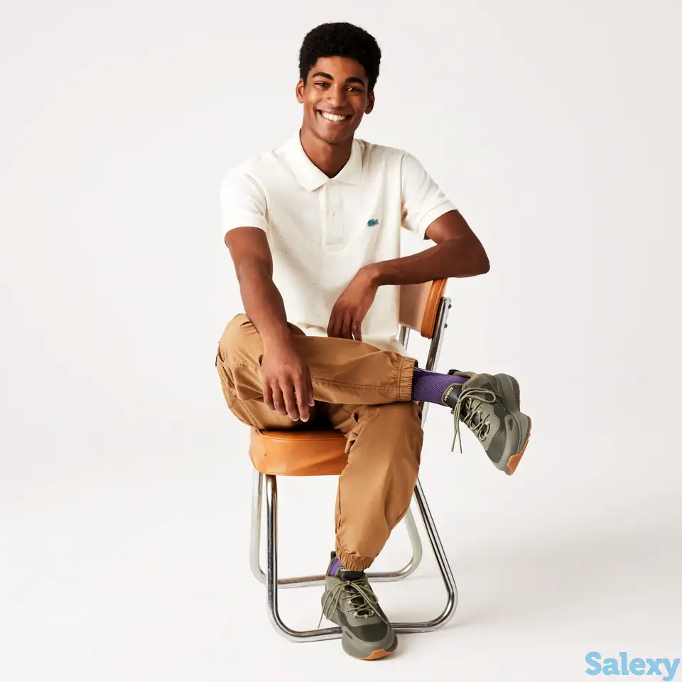 Мужская классическая рубашка-поло lacoste из хлопка с пестрым принтом, фотография 1