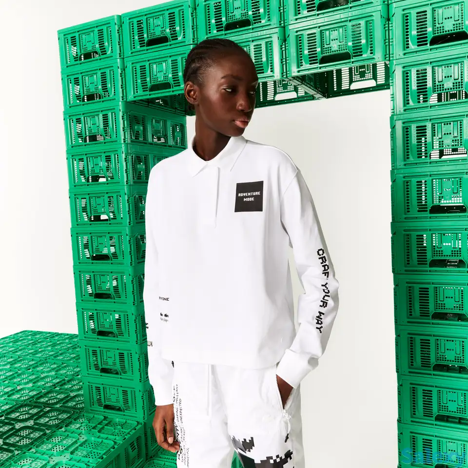 Женское поло lacoste l!ve x minecraft oversized, фотография 1