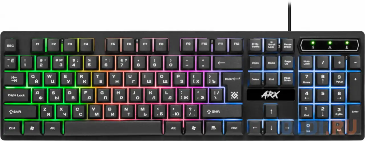 Проводная игровая клавиатура arx gk-196l ru,радужная подсветка, фотография 1