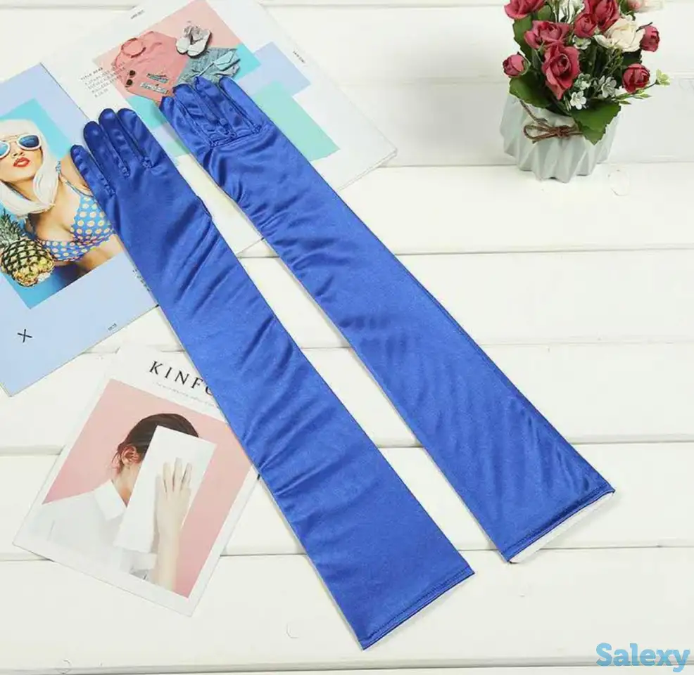 Перчатки атласные длинные в Алматы. В наличии. Доставка, фотография 8