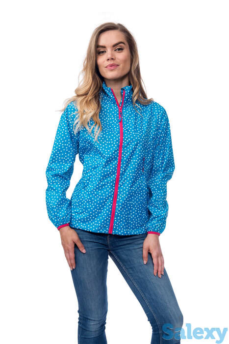 Ветровка женская непромокаемая мембранная  mac in a sac elle синяя в горошек, фотография 1