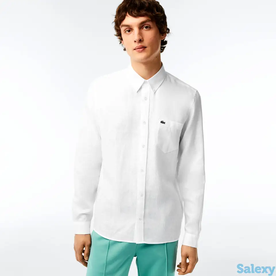 Мужская льняная рубашка lacoste regular fit, фотография 1