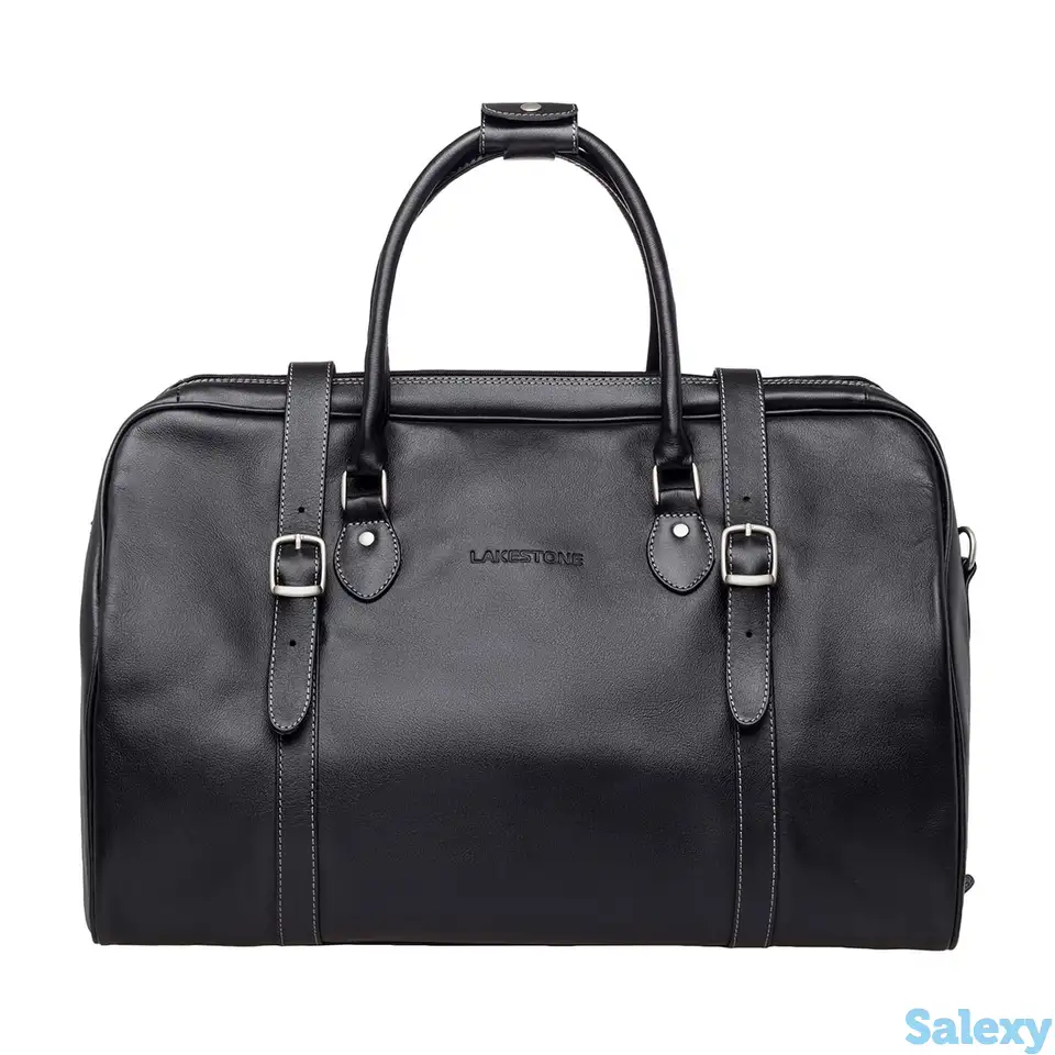 Дорожная кожаная сумка sandford black, фотография 1