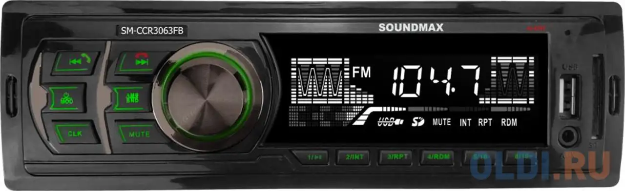 Автомагнитола soundmax sm-ccr3063fb 1din 4x45вт, фотография 1