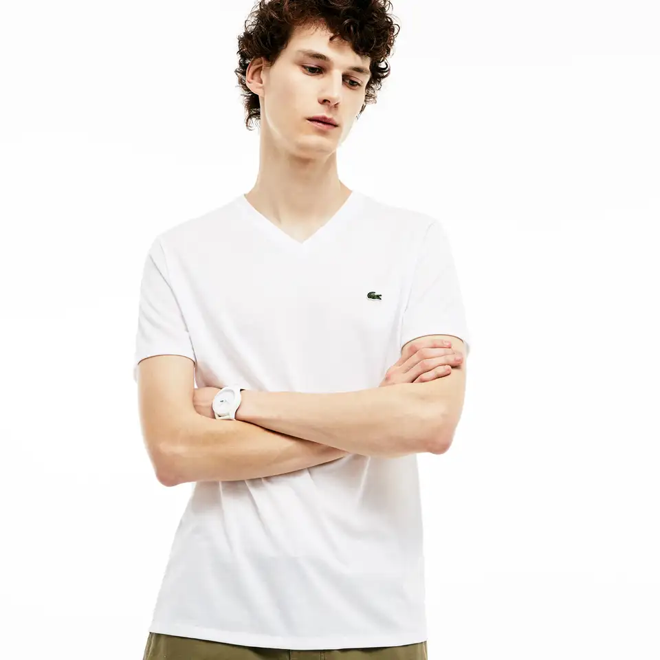 Мужская футболка lacoste с v-образным вырезом, фотография 1