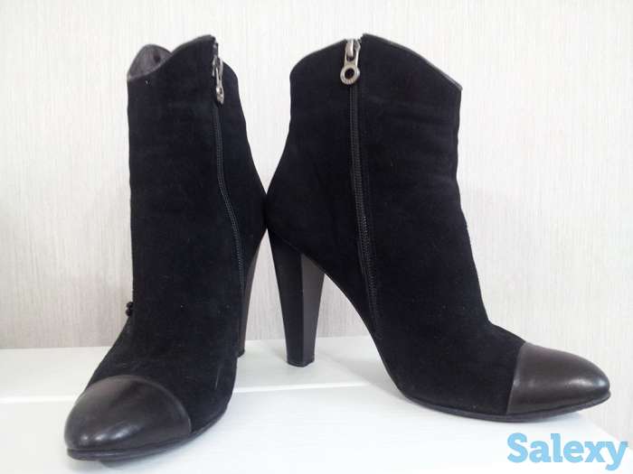 Ботильоны Romanelli (Италия), черные, замшевые, вышивка, недорого, фотография 3