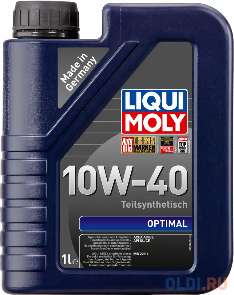 Полусинтетическое моторное масло liquimoly optimal 10w40 1 л 3929, фотография 1