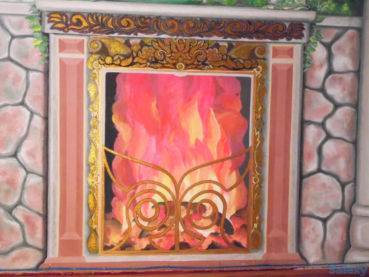 Художественная раскраска и роспись стен. Фальш : окно , камин., фотография 12