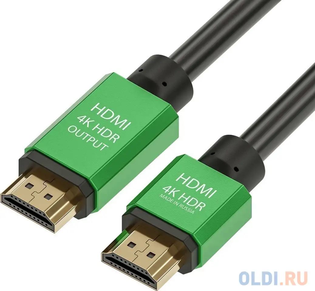 Кабель hdmi 1.2м green connection gcr-51005 круглый черный/зеленый, фотография 1