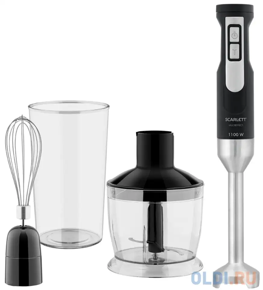Блендер погружной scarlett sc-hb42f61 1100вт чёрный серебристый, фотография 1