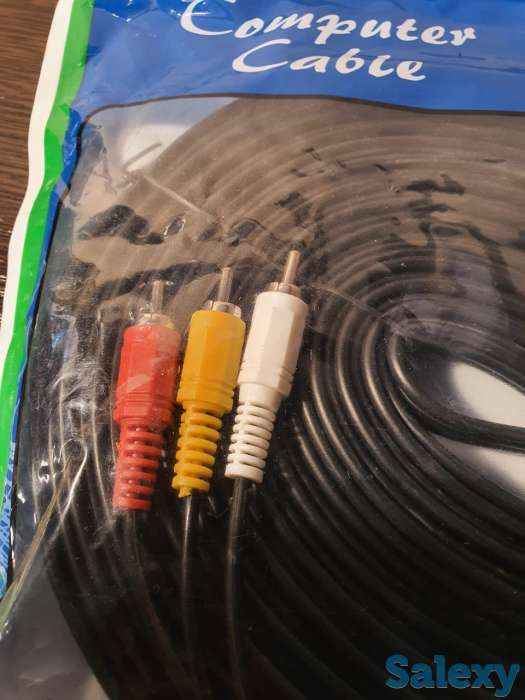 Кабель DVD AV-3RCA-3RCA, AM-AM три тюльпана шнур провод ДВД, фотография 1