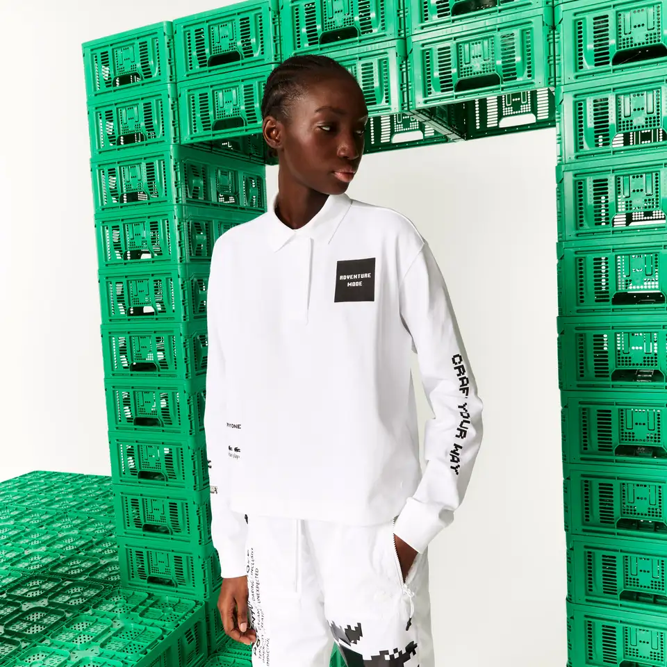 Женское поло lacoste l!ve x minecraft oversized, фотография 1