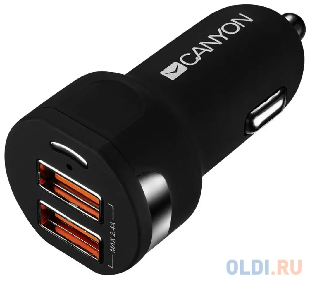 Автомобильное зарядное устройство canyon universal 2xusb car adapter, input 12v-24v, output, фотография 1