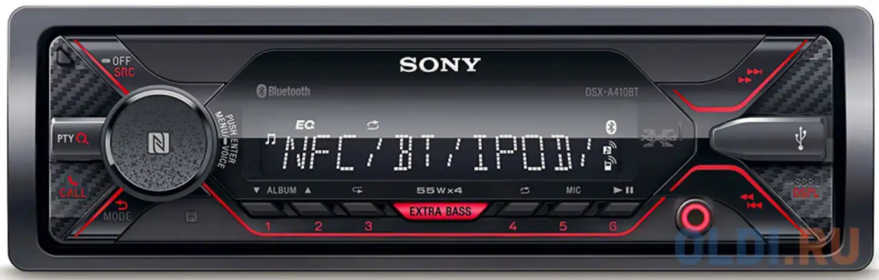 Автомагнитола sony dsx-a410bt usb mp3 fm rds 1din 4x55вт черный, фотография 1