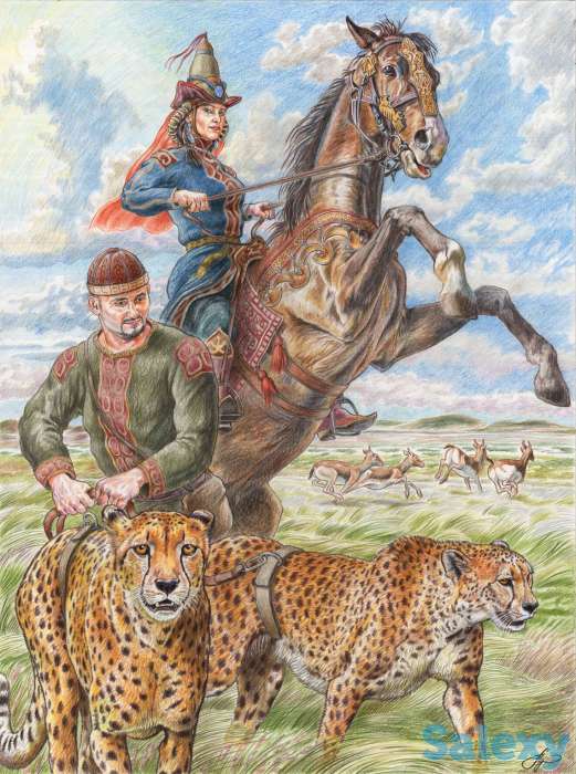 Картина «Кипчакская княжна. Охота с гепардами», фотография 1