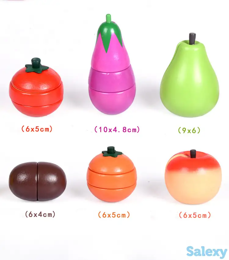 Игрушка детская оптом. Фрукты и овощи на магнитах, 17 предметов, фотография 7