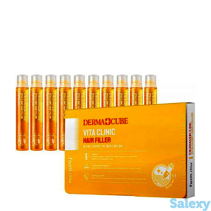 Филлер для волос farmstay derma cube vita clinic hair filler (10 шт.), фотография 1