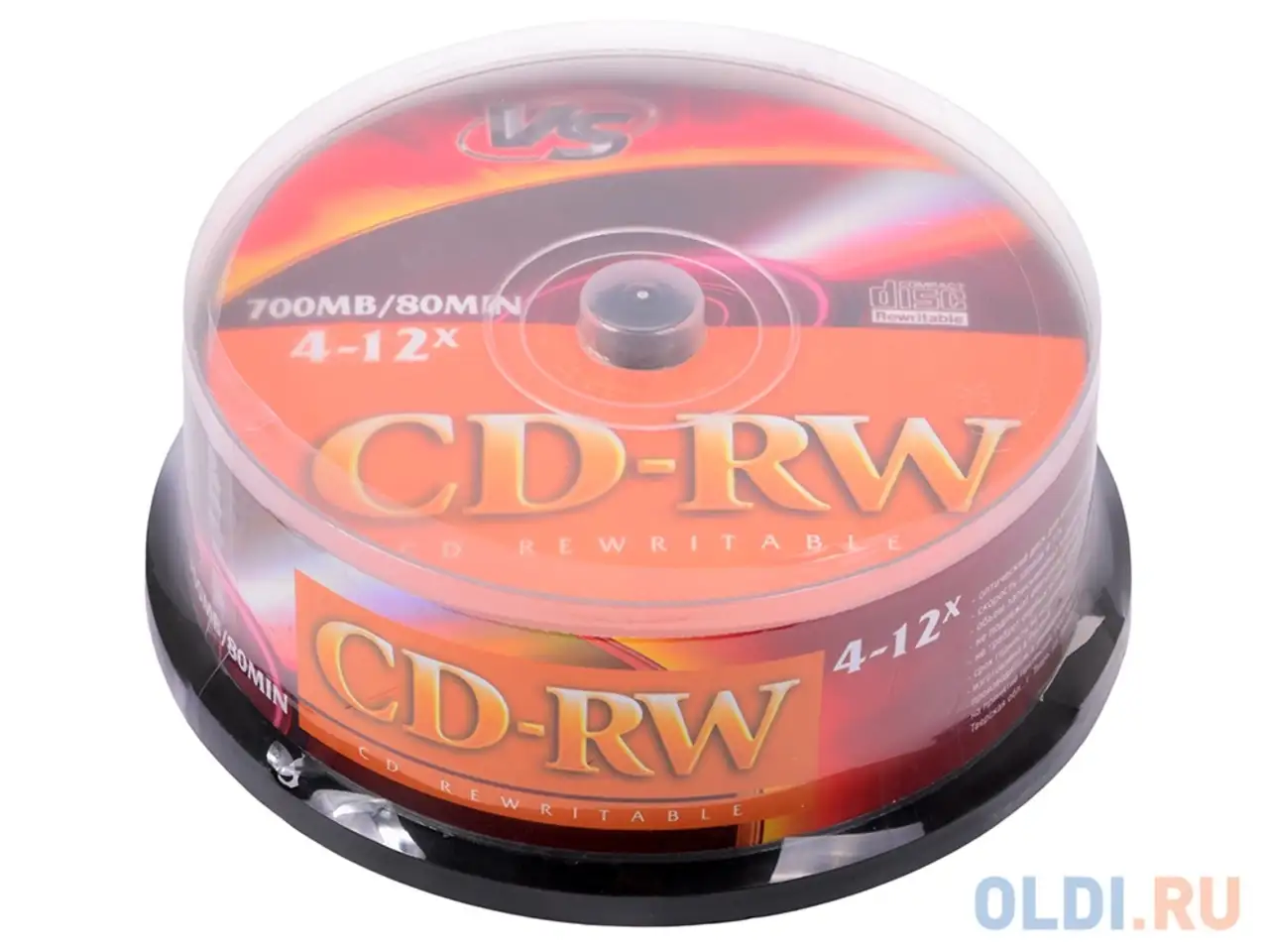Диски cd-rw 80min 700mb vs 12х  25 шт  cakebox, фотография 1